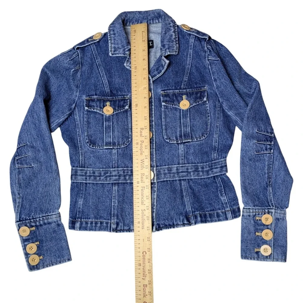 Mixit Y2K Moto Military Short‎ Denim Jacket Women's 8